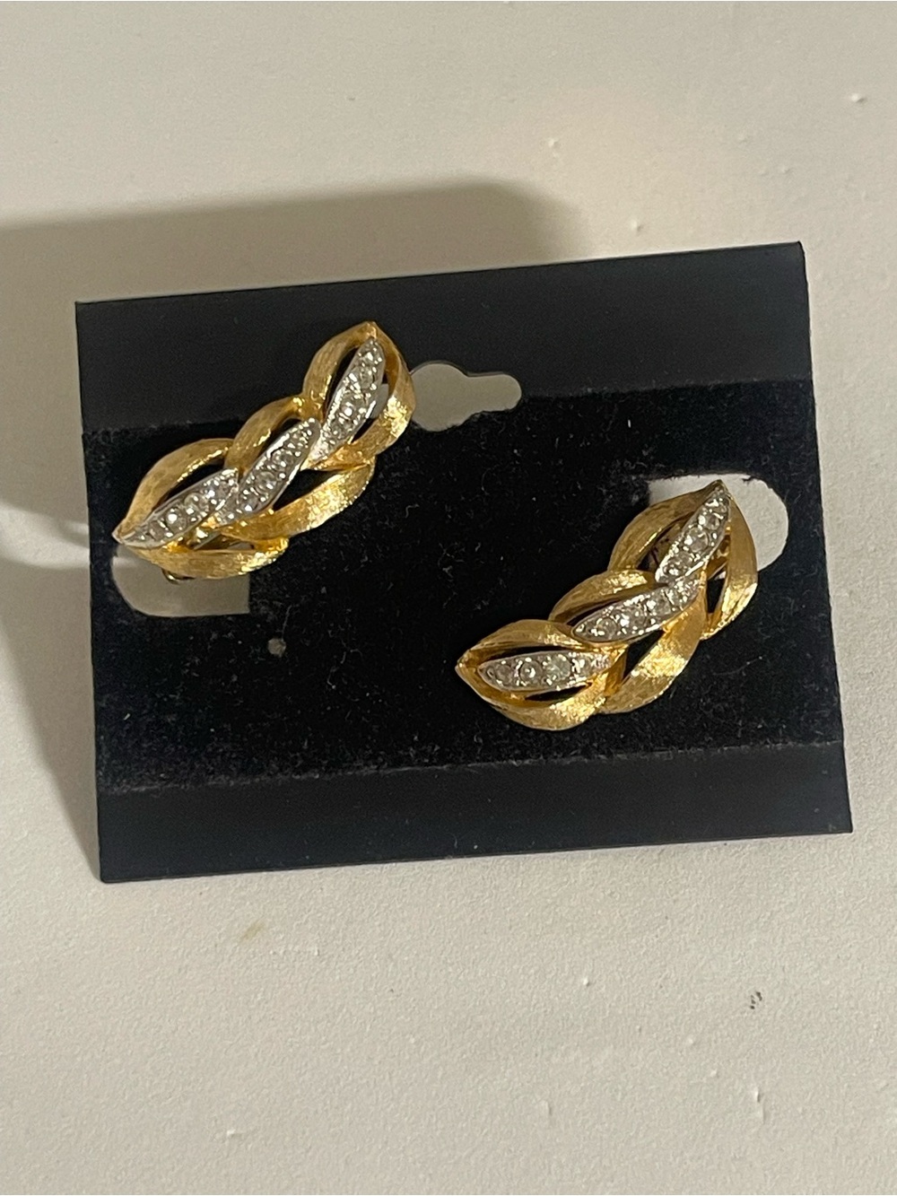 Gold and Silver Twisted Leaf Clip-On Earrings